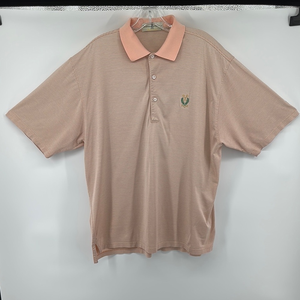Fairway&Greene Orange,Blue,Green Striped Classic S/S Golf‎ Polo Design SzLg